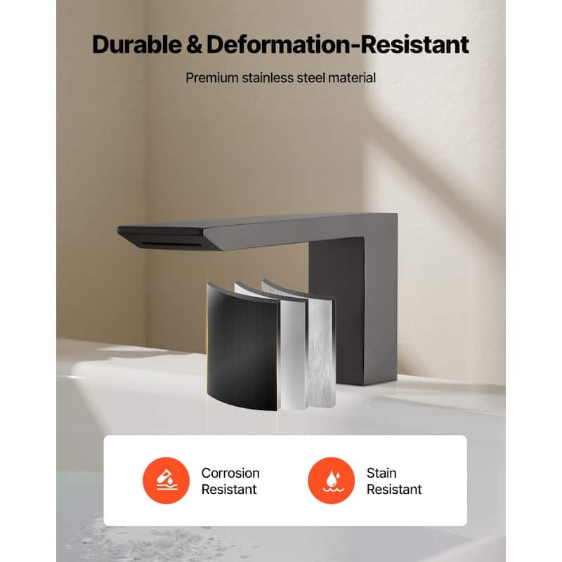 Matte Black 3-Hole Deck Mount Widespread Roman Bathtub Faucet with Waterfall Fill and Handheld Shower - 8.94” x 2.83” x 6.89”