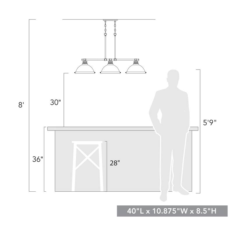 Golden Lighting 3602-3LP AB Duncan 3 Light 40" Wide Linear Pendant
