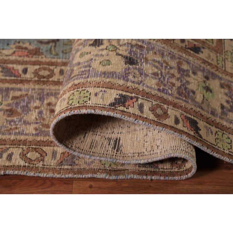 Light Blue Medallion Tabriz Persian Rug Floral Handmade Wool Carpet - 9'10"x 12'4"