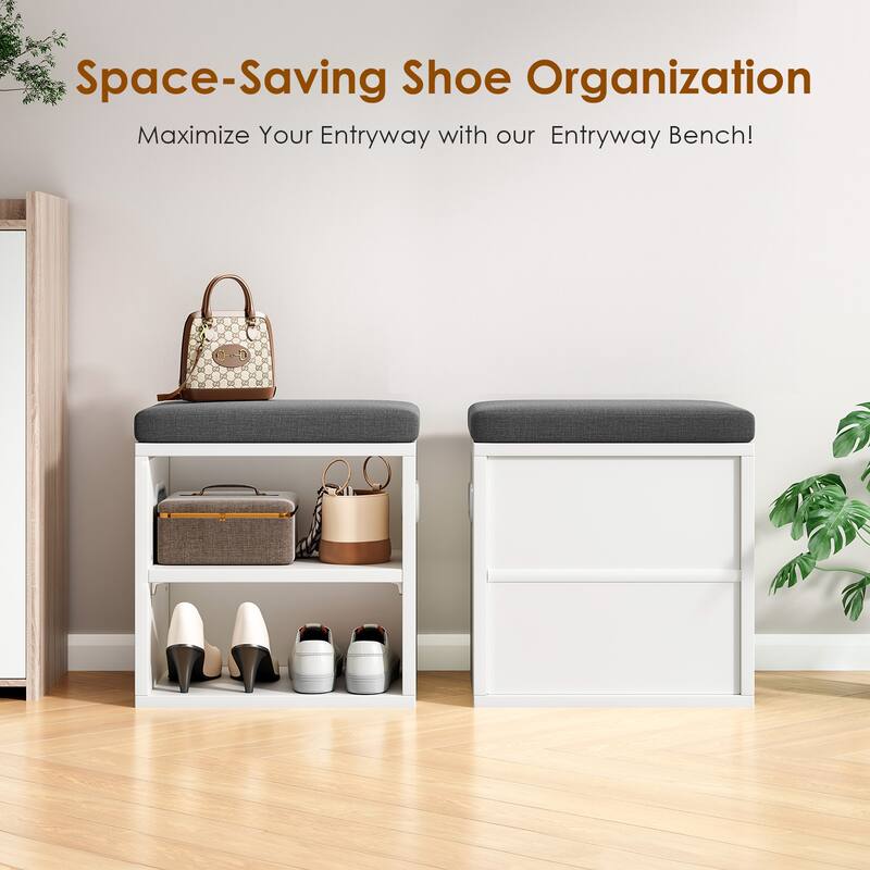 Small Shoe Bench for Entryway with Cushion Shoe Bench with Storage and Seating, Seat Entryway Shoe Rack, Entryway