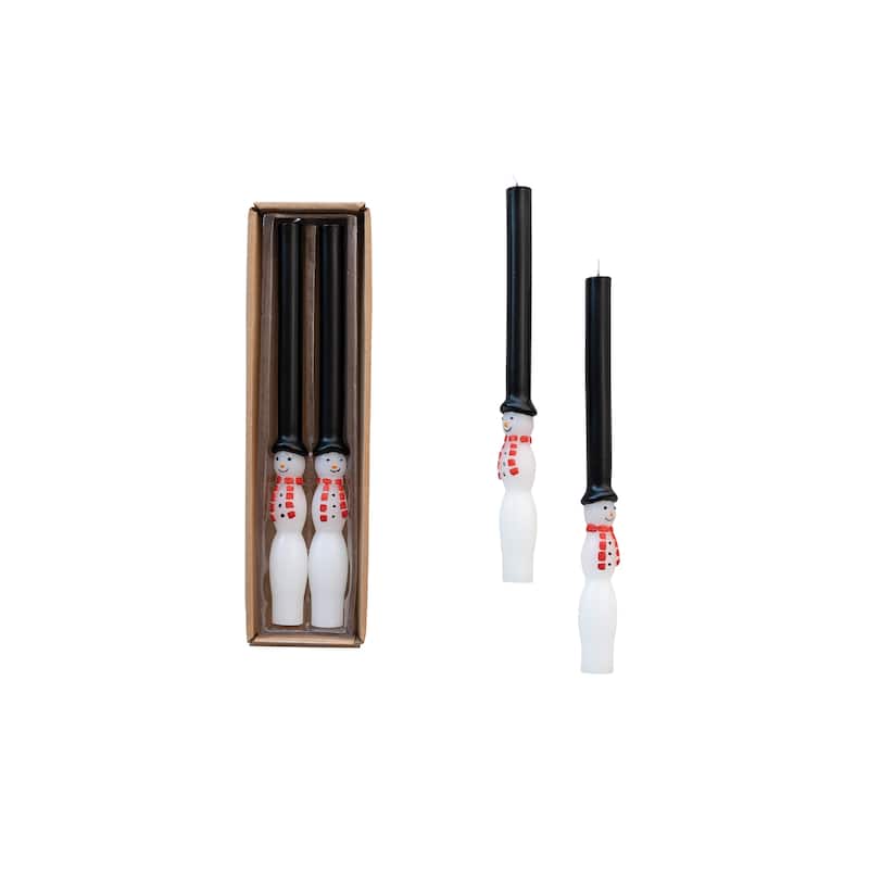 Unscented Snowman Taper Candles in Box - 2.1"L x 1.0"W x 10.1"H - Multi