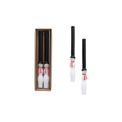 Unscented Snowman Taper Candles in Box - 2.1"L x 1.0"W x 10.1"H