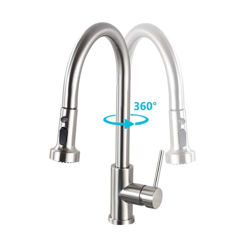 Pull Down Kitchen Faucet With Soap Dispenser Single Handle Kitchen Sink Faucet One Hole Stainless Steel Modern Basin Mixer Taps