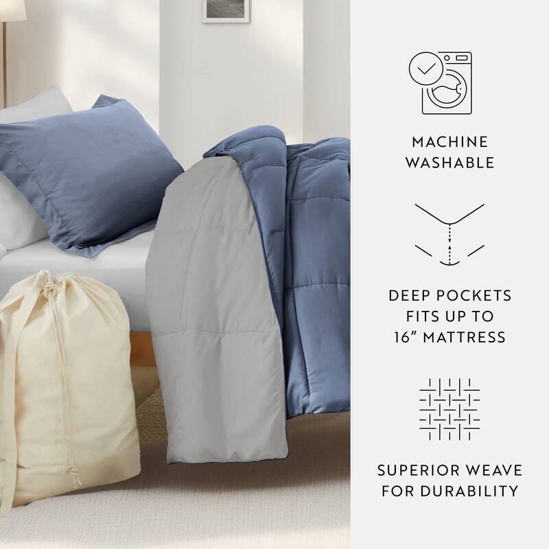 8pc Twin XL Solid Dorm Bedding Bundle