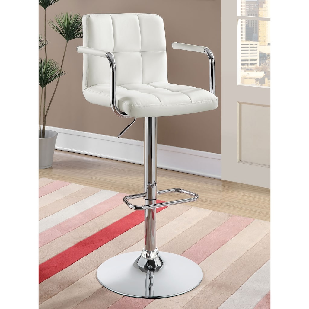 Letitia White Adjustable Height Bar Stool and Chrome