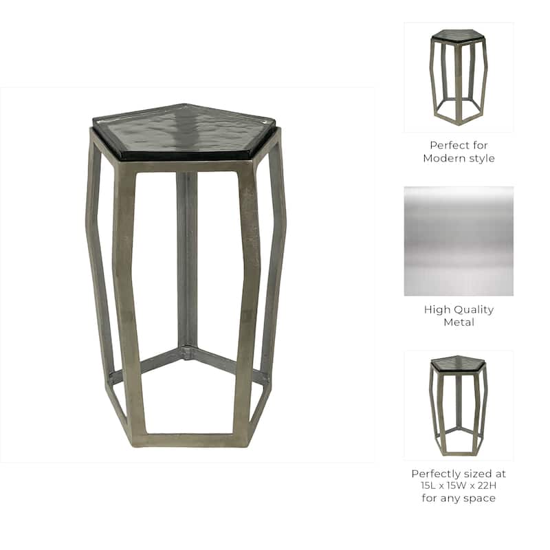 Marble Side Table Metal Frame Modern Narrow Accent for Home Decor