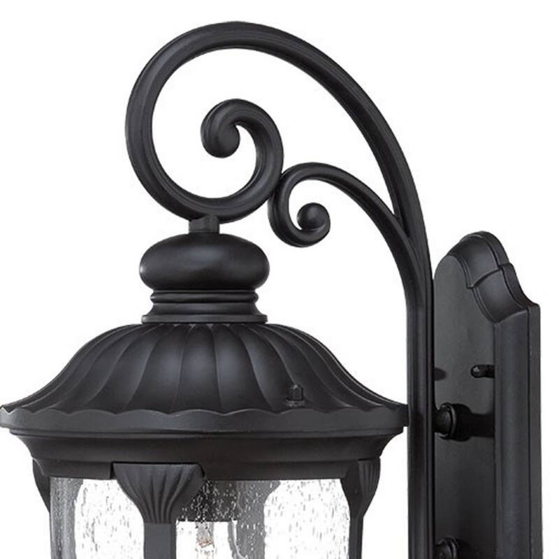 Aluminum Wall Sconce with Seeded Glass Outdoor Flush Mount - 11.5” x 9” x 22.5” (D x W x H)