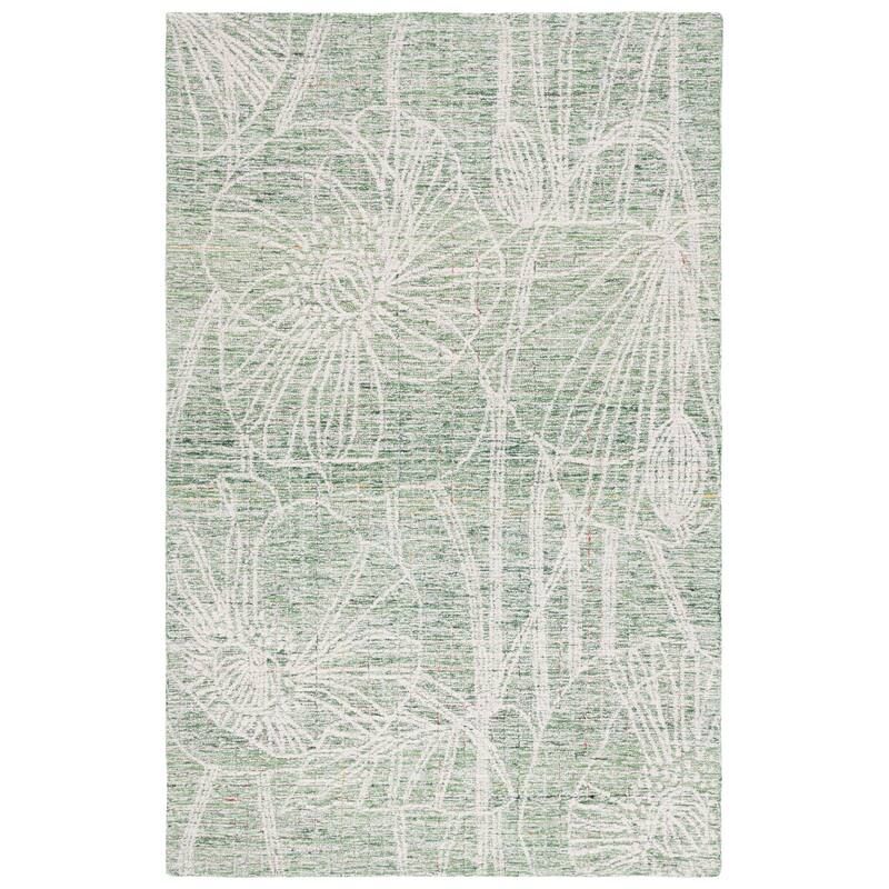 SAFAVIEH Handmade Metro Aldegonda Modern Floral Wool Rug - 6' Square - Green/Ivory