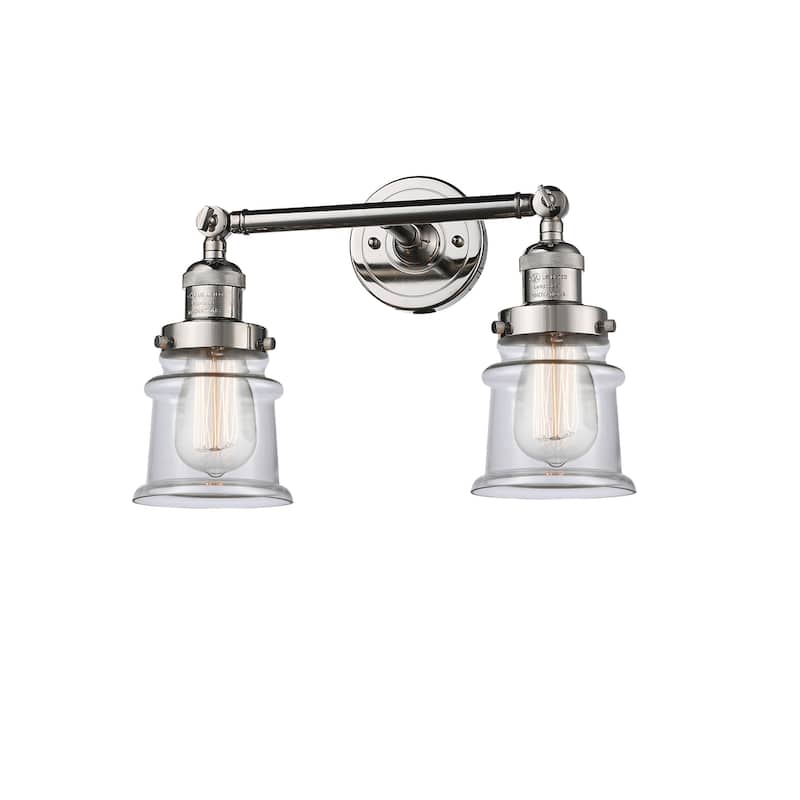 Innovations Lighting Small Canton 2 Light 17" Wide Bathroom Vanity - Polished Nickel / Clear