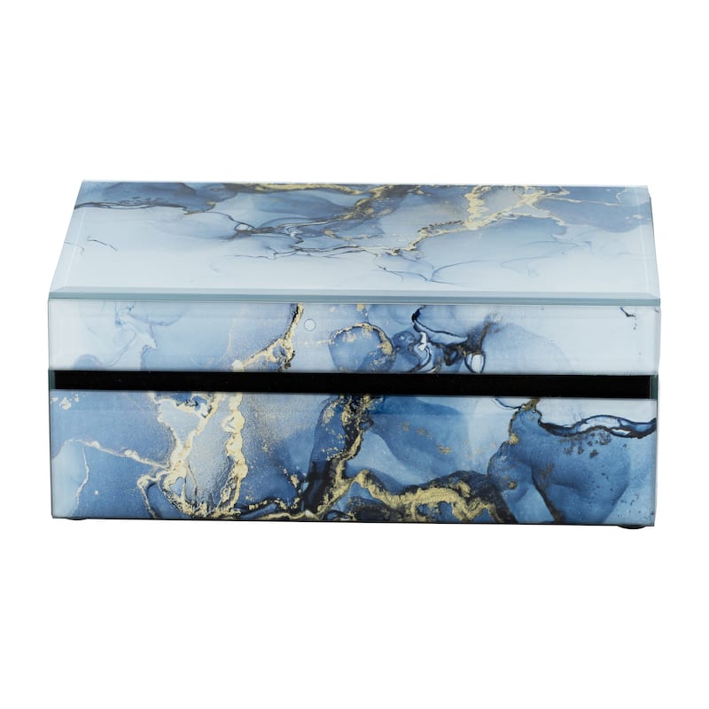 Modern Statement Decorative Box with Abstract Finish and Lid