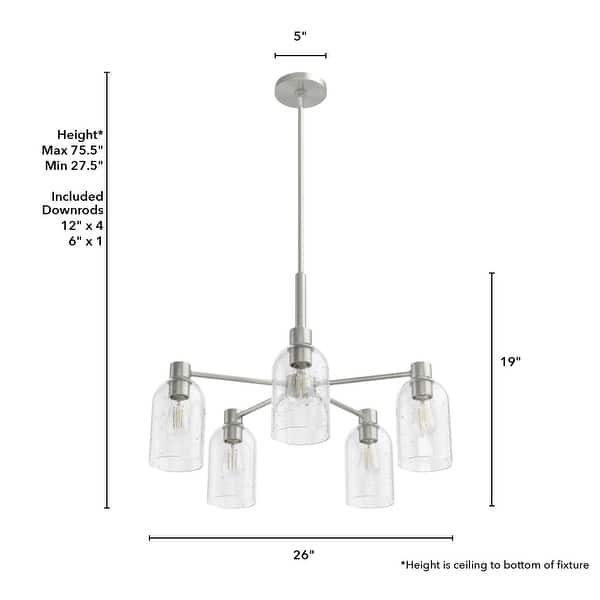 dimension image slide 1 of 3, Hunter Lochemeade 5 Light Chandelier - Dining Room, Living Room, Entry - Modern Farmhouse, Industrial, Contemporary