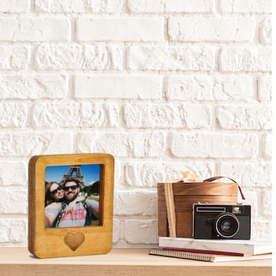 Like 3.1 in. x 3.2 in. Tung Oil Relive Your Best Memories With This Wooden Picture Frame - 4.6"L x 3.7"W x 0.7"H