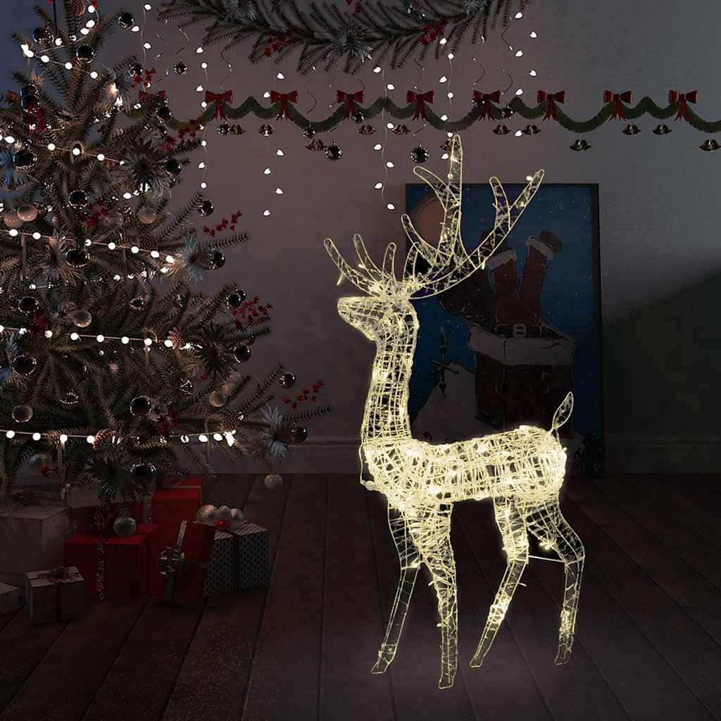 vidaXL Acrylic Reindeer Christmas Decoration 140 LEDs 4 ft Warm White - Warm white - 2 x 1 x 4 ft
