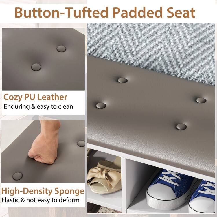 Shoe Storage Bench with Umbrella Stand and Adjustable Shelf - 43.5" x 12" x 20.5"