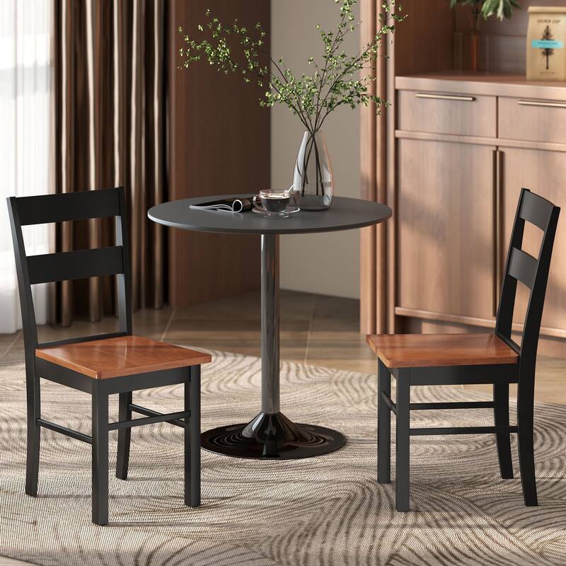 HOMCOM Dining Chairs, Set of 2 Farmhouse Kitchen & Dining Room Chairs with Open Back, Rubber Wood Seating for Living Room