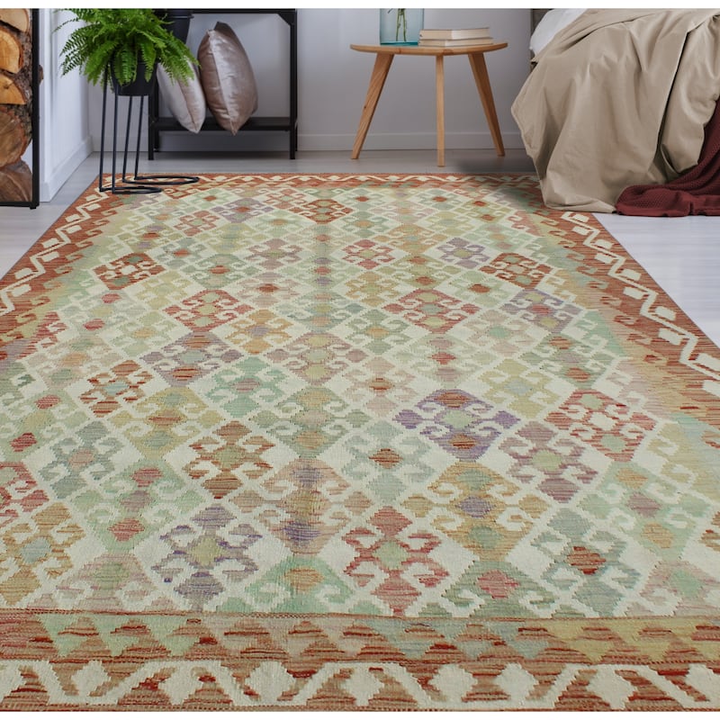 Sun Faded Flatweave Wadanhyl Rust/Ivory Rug - 5'8" x 8'1"