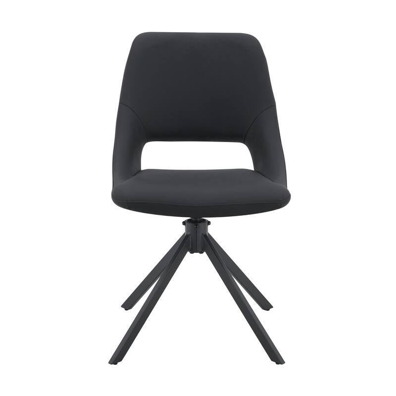 Faux Leather Dining Chairs Set of 4, Swivel Dining Room Chair, Metal Frame Kitchen Chairs