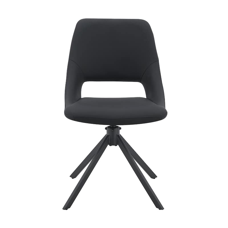 Modern PU Leather Dining Chair with 360° Swivel Seat Anti-Scratch Leather and High Back, for Kitchen Living Room, 2-Piece Set