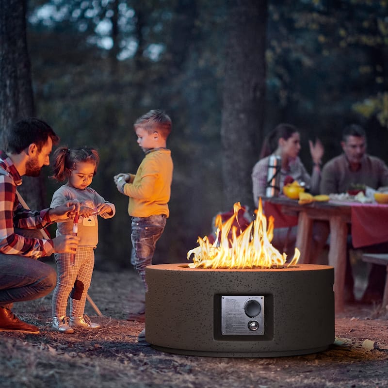 COSIEST Outdoor Patio Round Propane Firepit, 40000BTU - 28" W x 28" D x 12" H
