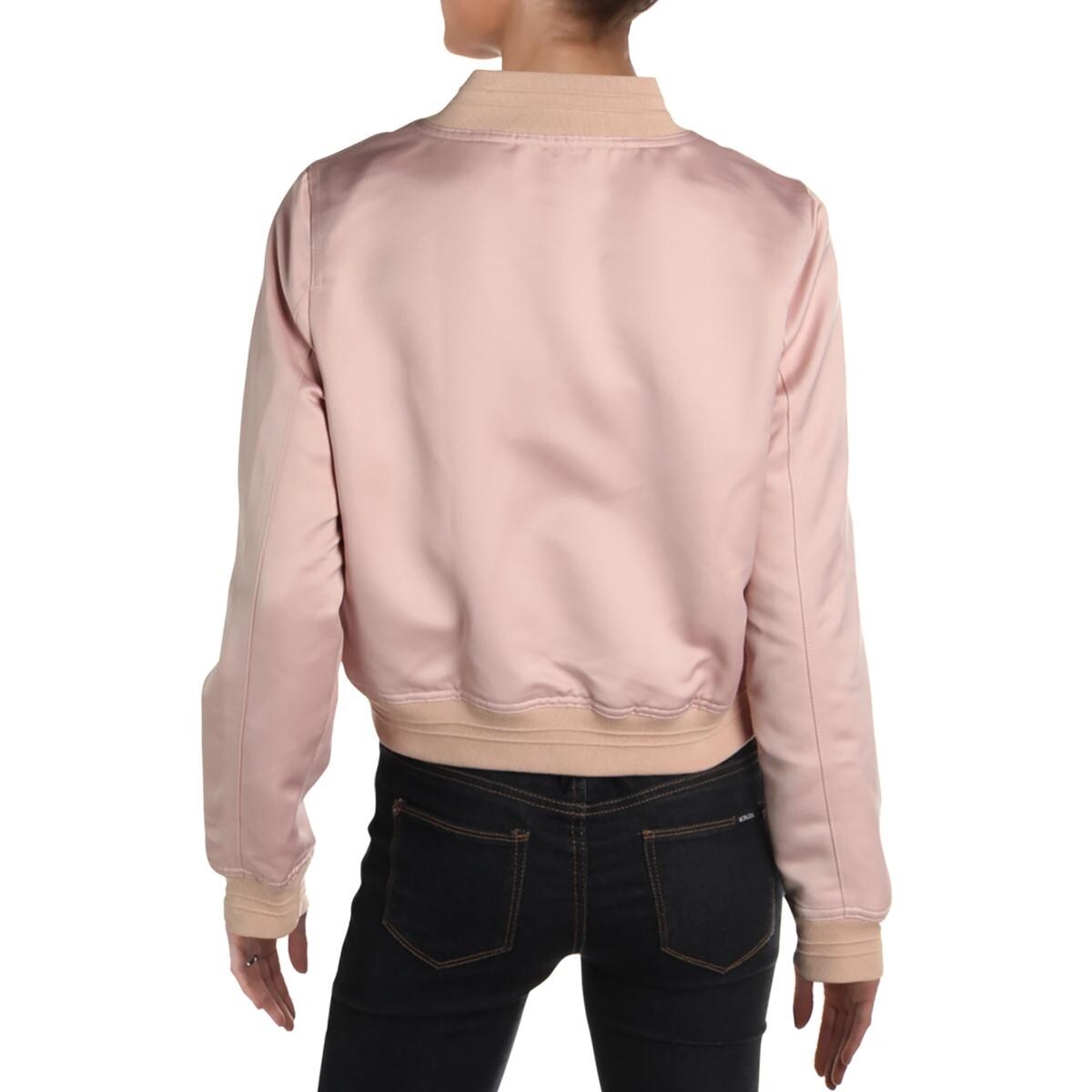 Shop Gracia Womens Cropped Jacket Satin Fall Spring Free