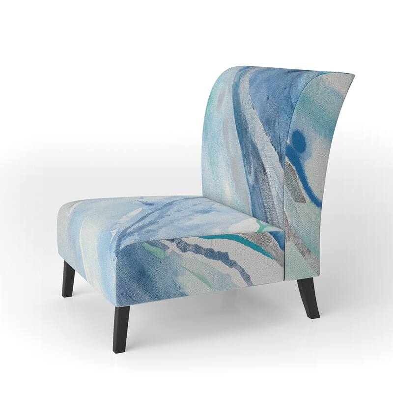 Designart "Blue Silver Spring II" Upholstered Modern Lake House Accent Chair - Arm Chair - Slipper Chair