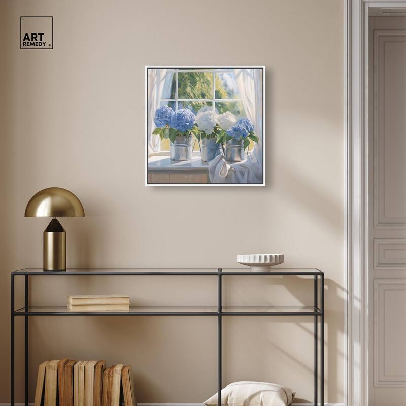Sunlit Hydrangeas Canvas by Art Remedy