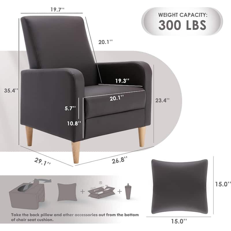 Fabric/Leather Modern Accent Chairs with Lounge Seat
