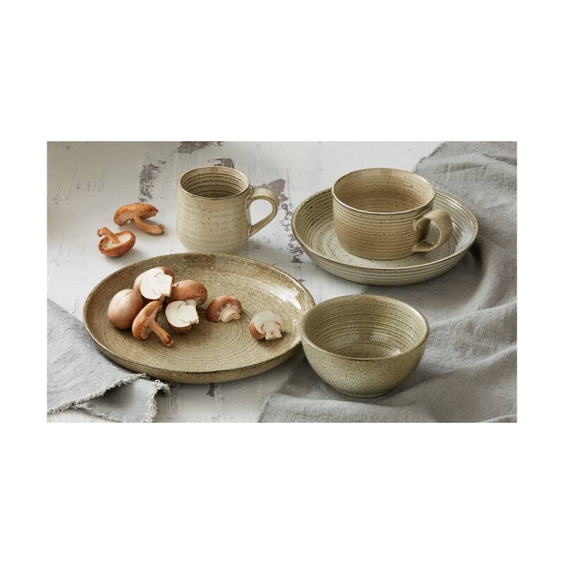 Loft Speckled Reactive Glaze Stoneware Dinnerware Plate 10 inch Latte Dishwasher Safe Set 4 - 10 x 10