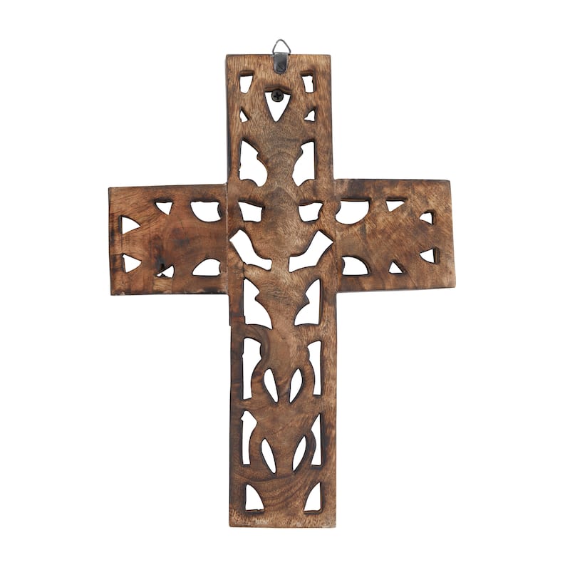 Brown Wood Traditional Wall Decor Cross 12 x 9 x 1