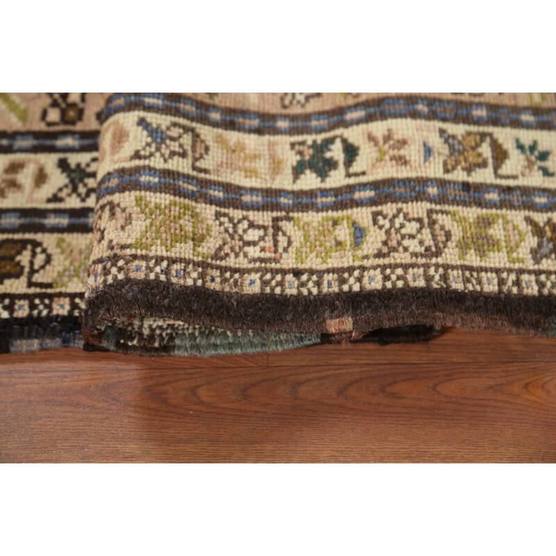 Tribal Gharajeh Persian Vintage Runner Rug Hand-Knotted Wool Carpet - 3'7"x 9'7"