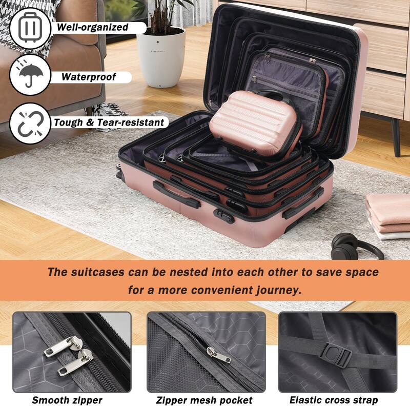 Hardshell ABS Luggage Set - Lightweight & Durable Suitcases with Dual Spinner Wheels, Carry-On & Check-In Sizes