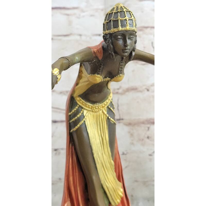 Egyptian Princess By French Artist J.R Colinet Genuine Bronze Sculpture Figurine