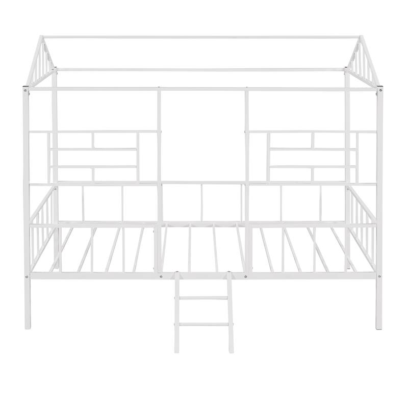 Metal House Bed Frame for Kids with Treehouse Design and Storage Space