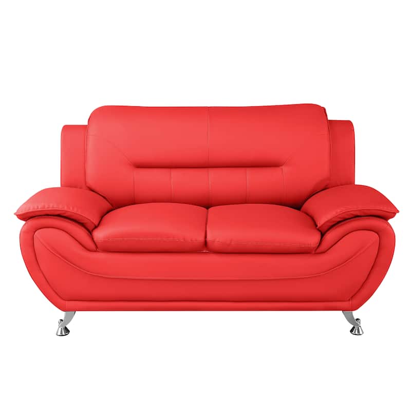 Sanuel 61.3" Faux Leather Pillow Top Arm Loveseat - N/A