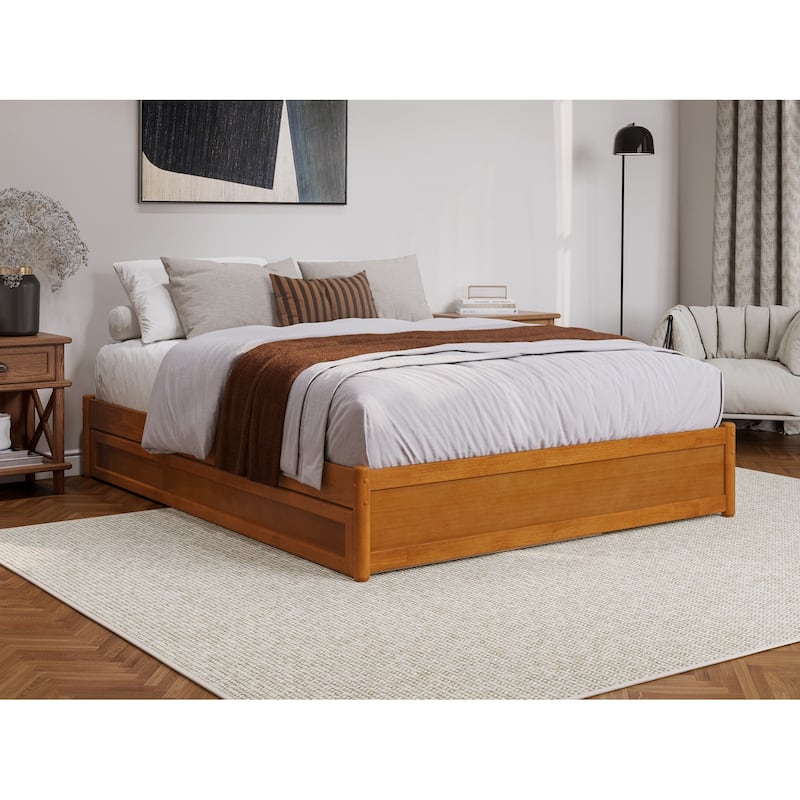 Barcelona Panel Platform Bed with Twin XL Trundle