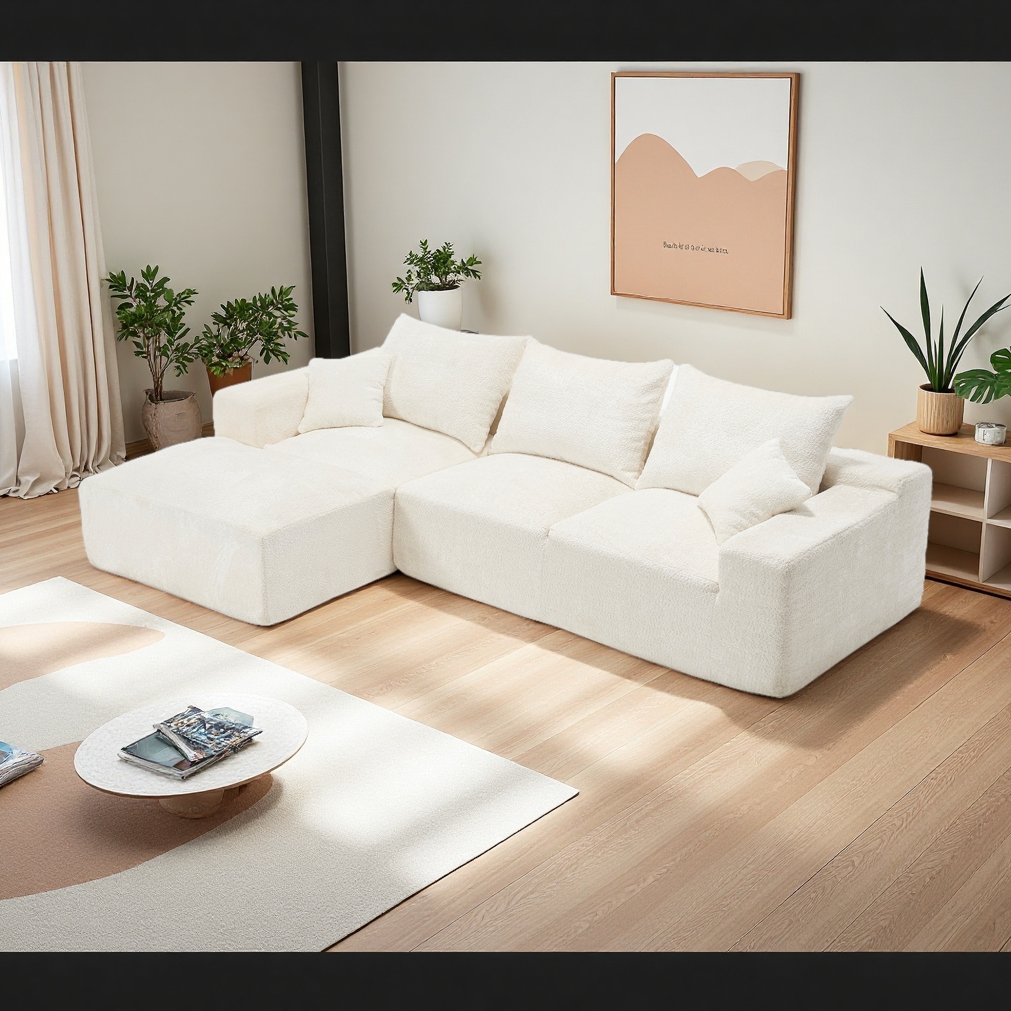 108.27" Chenille L-Shaped 3-Seater Modular Sectional Sofa with Removable Pillows