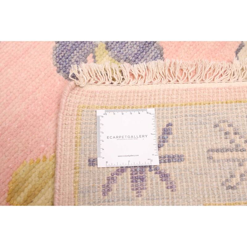 ECARPETGALLERY Hand-knotted Modern Oushak Pink Wool Rug - 3'2 x 12'2