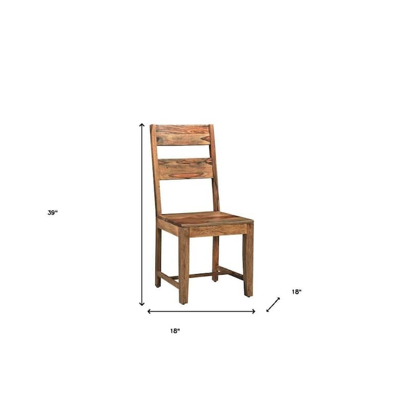 HomeRoots Set of Two Brown Solid Wood Ladder Back Dining Side Chairs - 18 in. x 39 in. x 18 in.