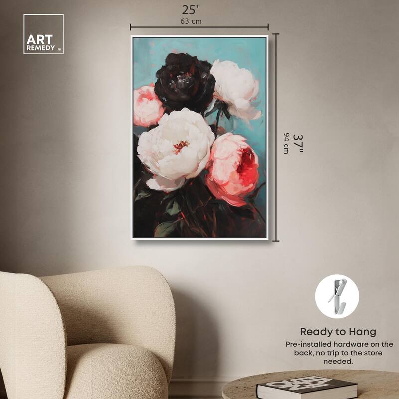 Three Shades of Peony III Canvas by Art Remedy