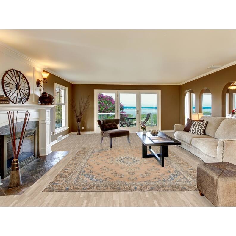 Hand Knotted Oriental 100% Wool Carpet Traditional Floral Peach Hamedan Area Rug - 11' 0'' X 7' 10''