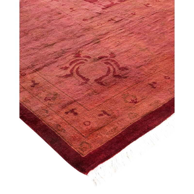 Overton Hand Knotted Wool Vintage Inspired Modern Contemporary Overdyed Red Area Rug - 10' 3" x 14' 3"