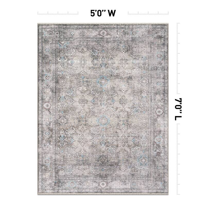 World Rug Gallery Transitional Distressed Vintage Machine Washable Area Rug
