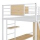 preview thumbnail 14 of 17, Twin Size Loft bed with L-shape Desk and Wardrobe, White