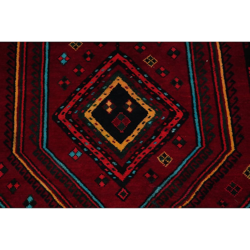 Hand Knotted Oriental 100% Wool Carpet Traditional Tribal Red Shiraz Area Rug - 9' 5'' X 4' 11''