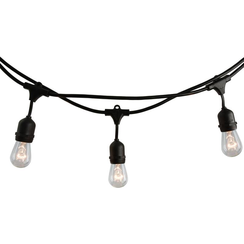 Bulbrite 48 ft Indoor/Outdoor 15-Socket (E26) Decorative String Light Kit, Black