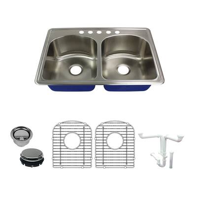 Transolid K-MTDD33229-5 Meridian 33" Drop In Double Basin Stainless - Brushed Stainless Steel