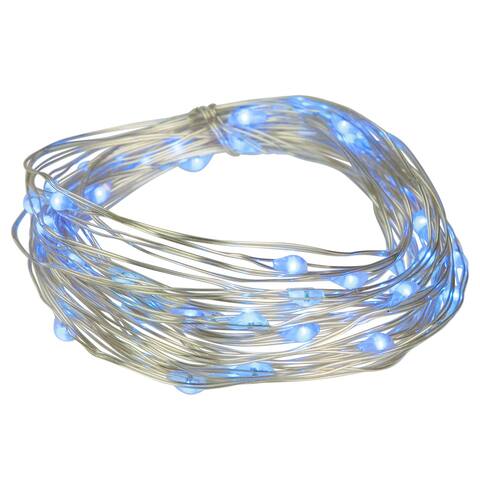 50 Battery Operated Blue LED Micro Fairy Lights - 16ft, Copper Wire