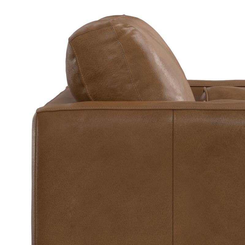WYNDENHALL Brixley 43 inch Wide Mid-Century Modern Accent Chair in Top Grain Genuine Leather - 42.9" W x 38.25" D x 34" H