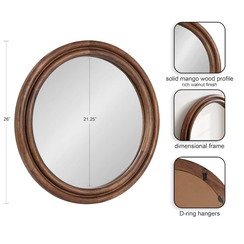 Kate and Laurel Oman Ribbed Round Mirror - 26x26
