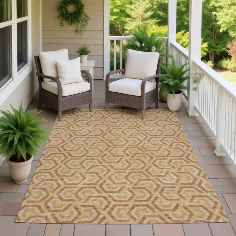Machine Washable Indoor/ Outdoor Modern Zoa Chantille Rug